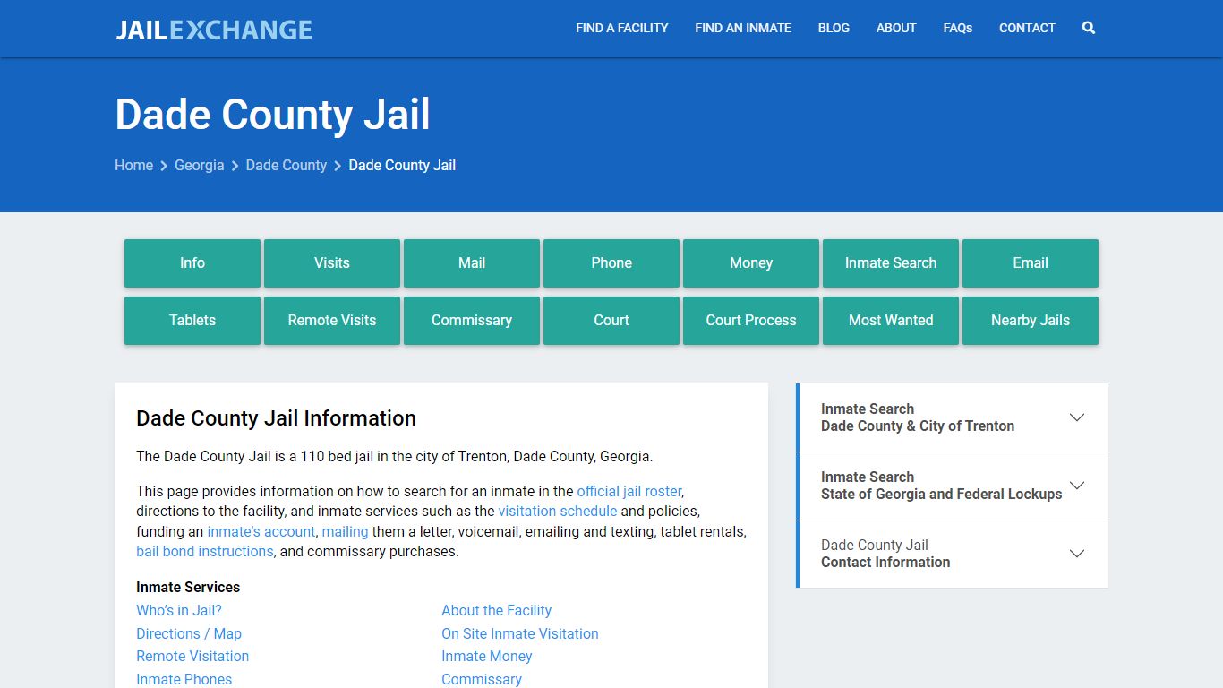 Dade County Jail, GA Inmate Search, Information
